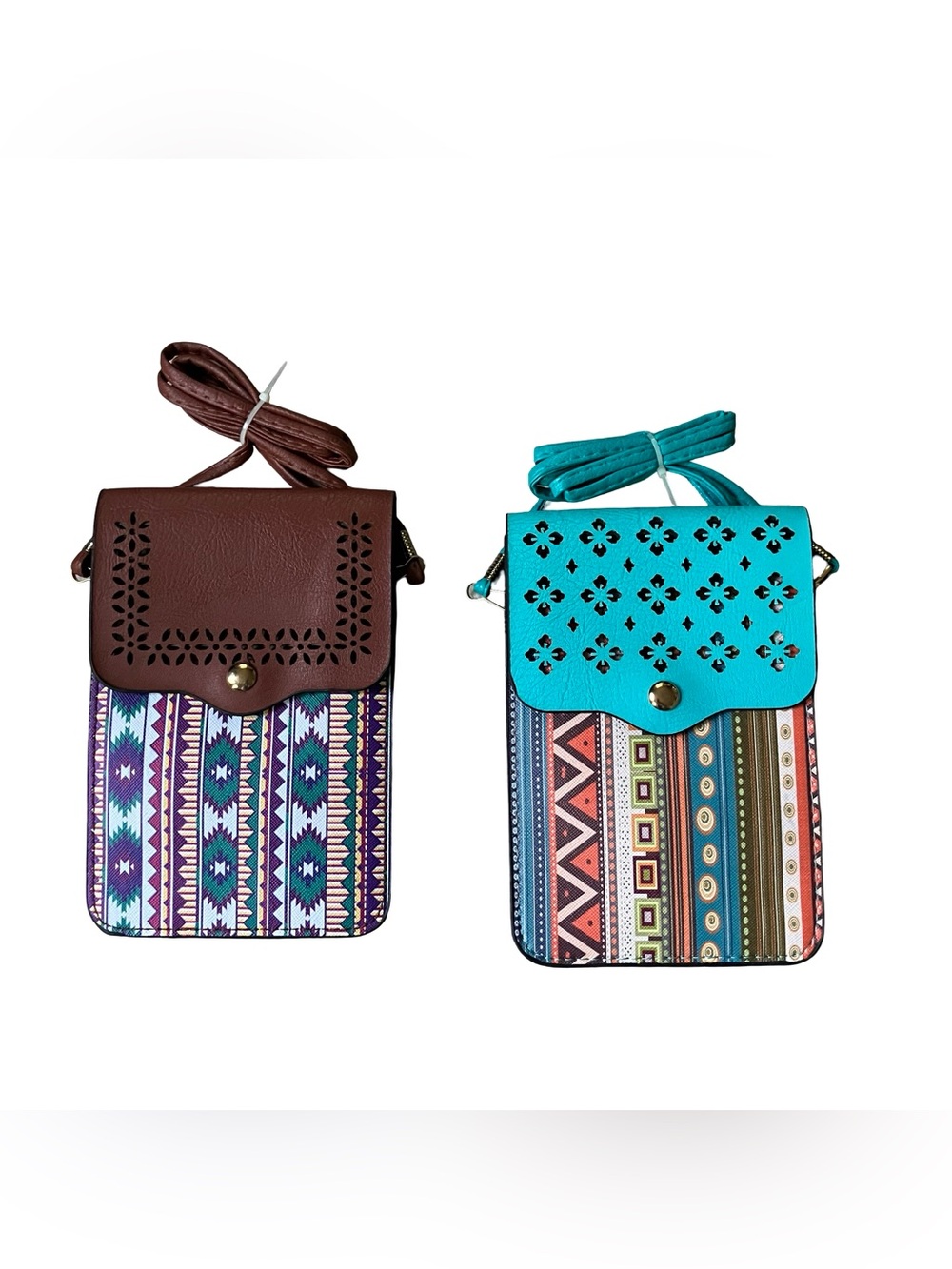 NOATD Aztec-Pattern Crossbody Bag Pair Cellphone Travel Passport Pouch Festival